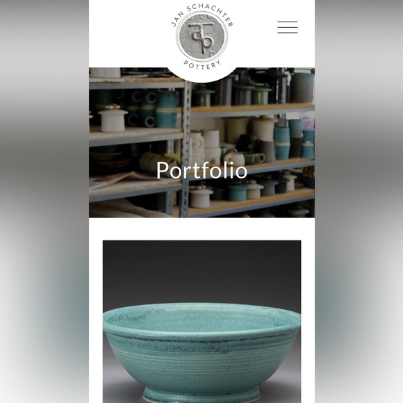 Jan Schachter organic ceramic pottery Vase w/blue&green earth drip Cream Glaze - Picture 6 of 6